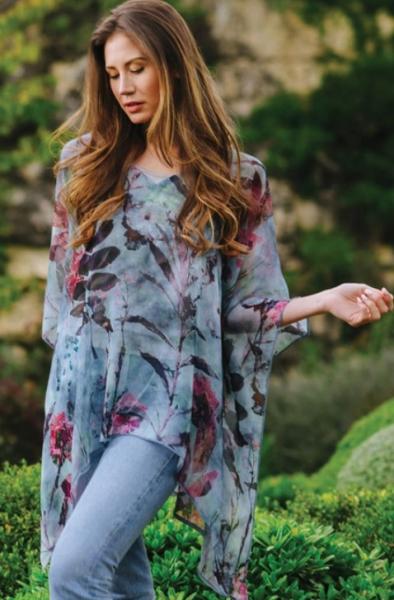 CHARCOAL LEAVES PONCHO