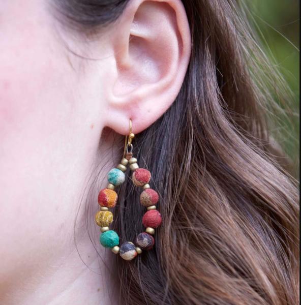 Kantha Teardrop Earrings