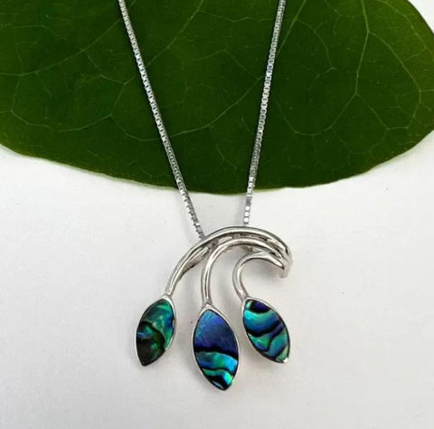 ABALONE LEAVES STERLING NECKLACE