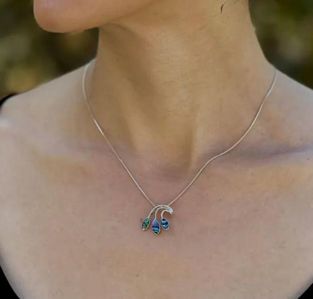 Abalone Leaves Sterling Necklace