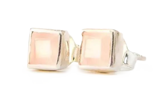 ROSE QUARTZ STERLING STUDS