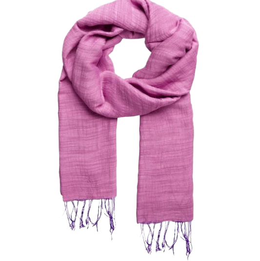 VIOLET SILK AND LINEN SCARF