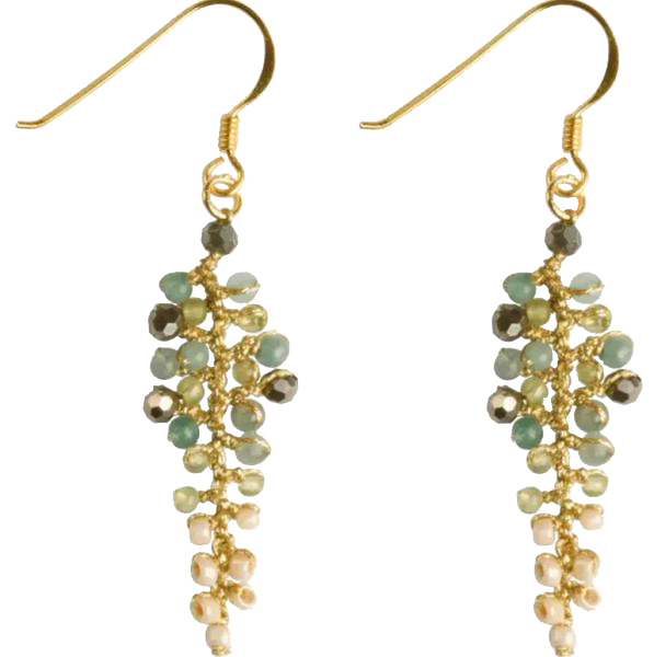 MIST BEADED LEAF EARRINGS