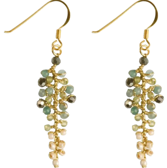 MIST BEADED LEAF EARRINGS