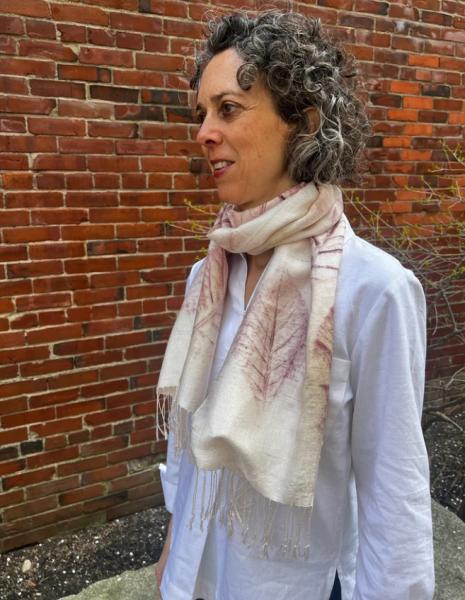 LEAF PRINT RAW SILK SCARF