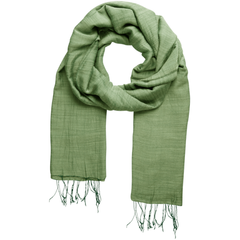 EMERALD SILK AND LINEN SCARF