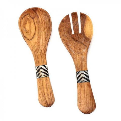 SMALL OLIVEWOOD AND BONE SERVERS