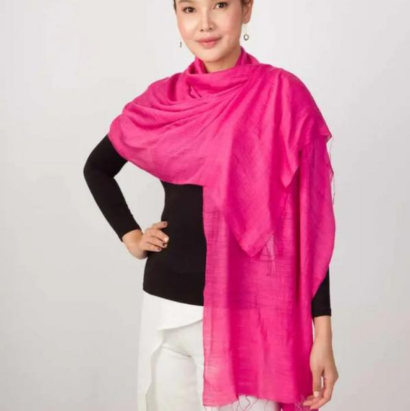 PINK SILK AND LINEN SCARF