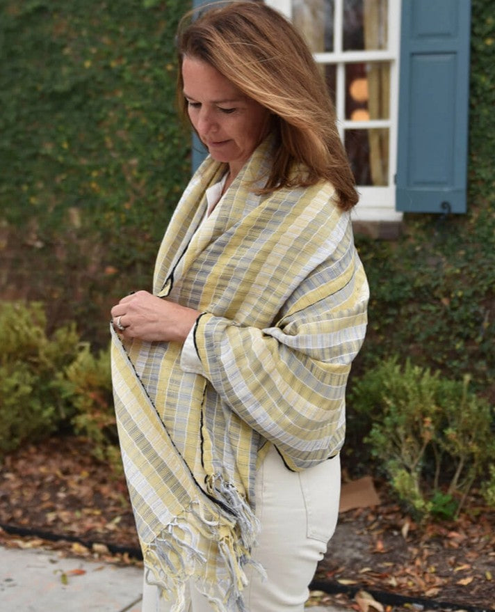 Champagne Windowpane Shawl