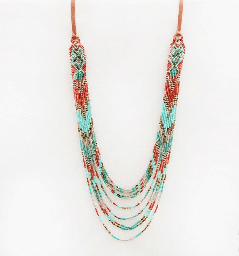 Turquoise Color Block Necklace