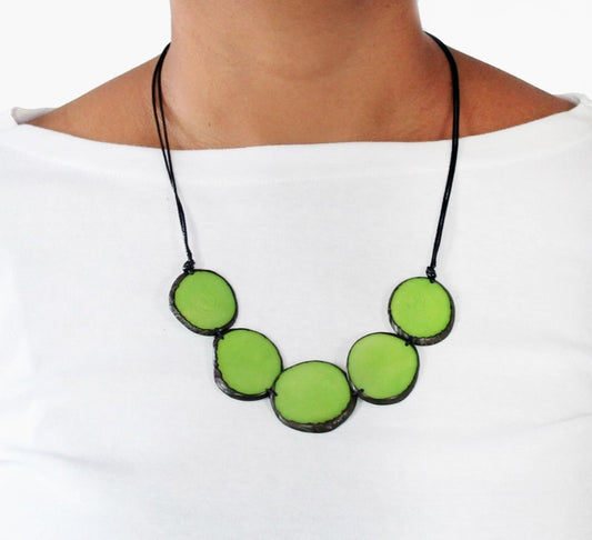 Green Tagua Disc Necklace