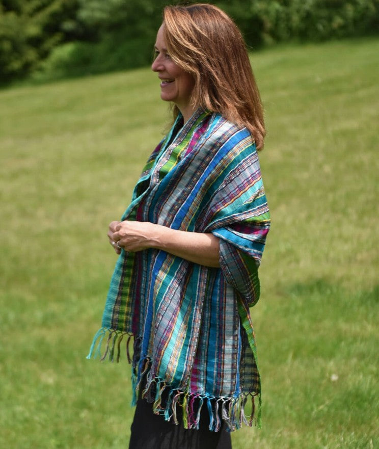 Jewel Tone Windowpane Shawl