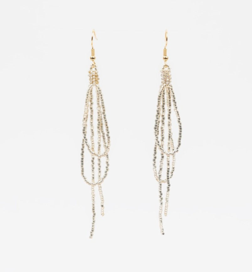 Silver Beaded Looping Earrings