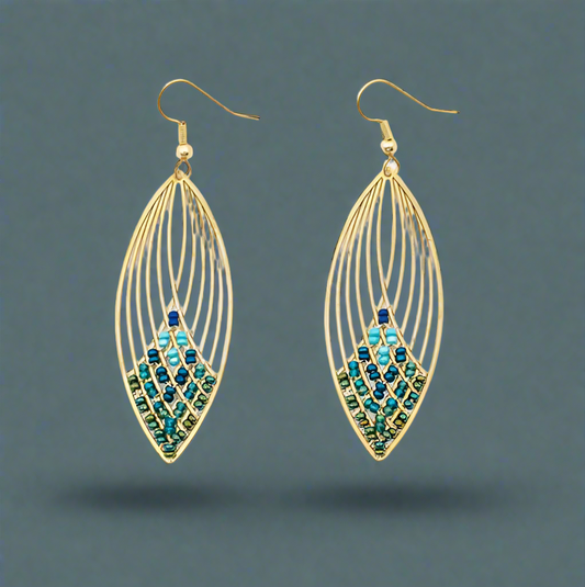 PEACOCK SWOOPING OVAL EARRINGS
