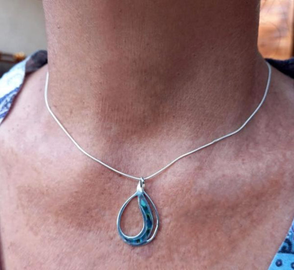 STERLING ABALONE   WAVE NECKLACE