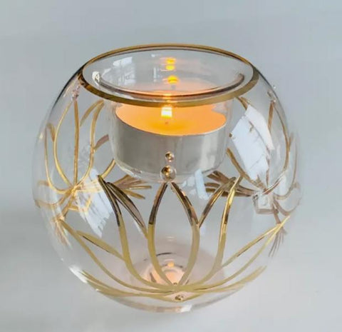 LOTUS BLOWN GLASS CANDLE HOLDER