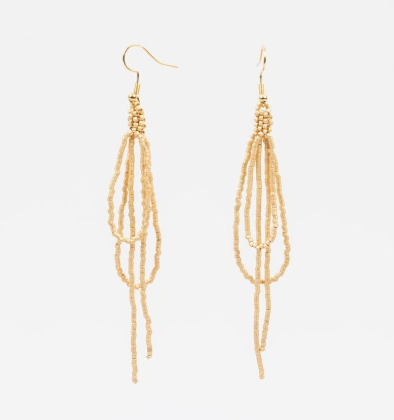 Gold Beaded Looping Earrings