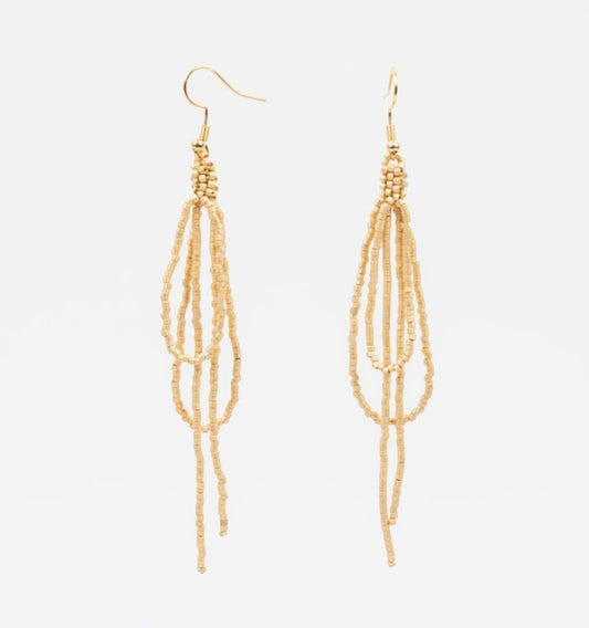 Gold Beaded Looping Earrings