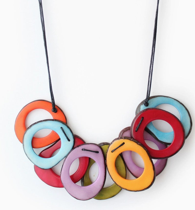 Rainbow Tagua Slice Necklace