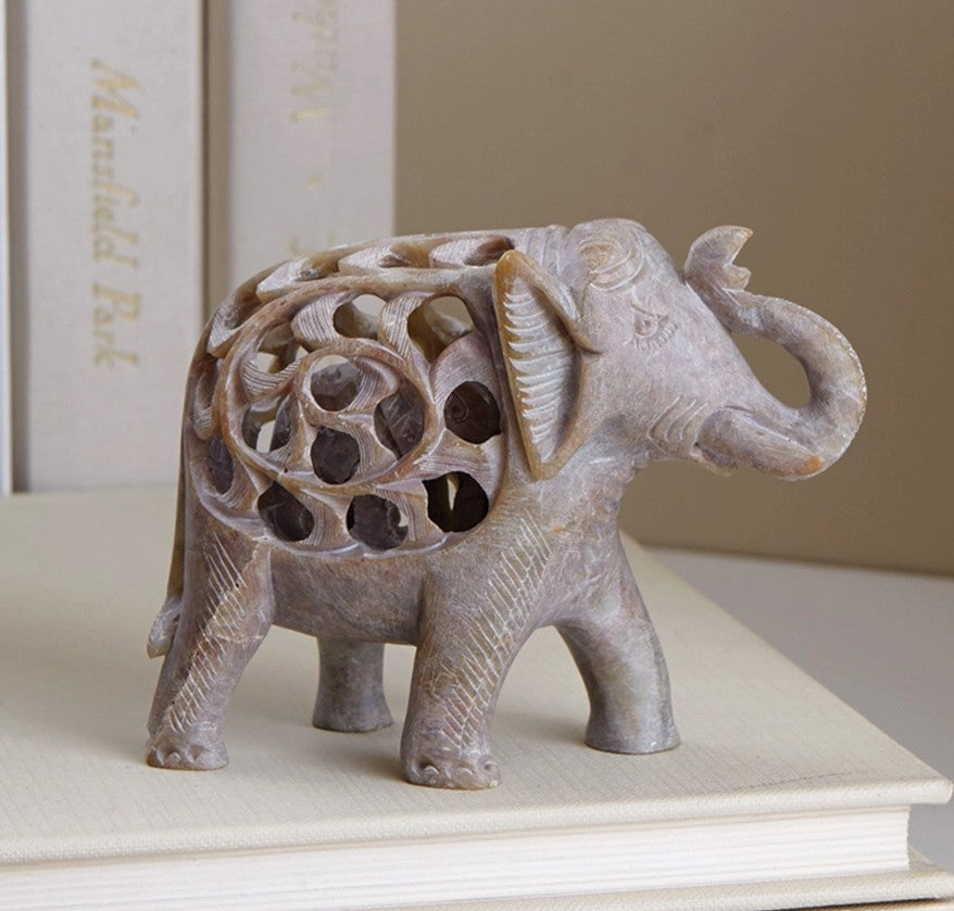 Hand Carved Double Elephant