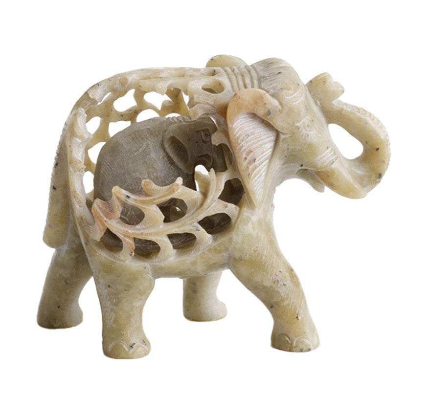 Hand Carved Double Elephant