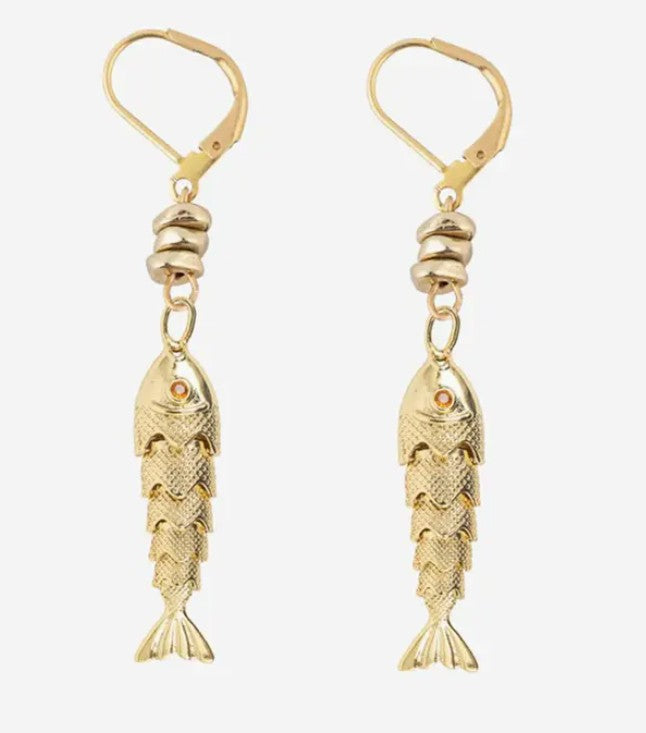 Fish Pendant Earrings 18K Filled
