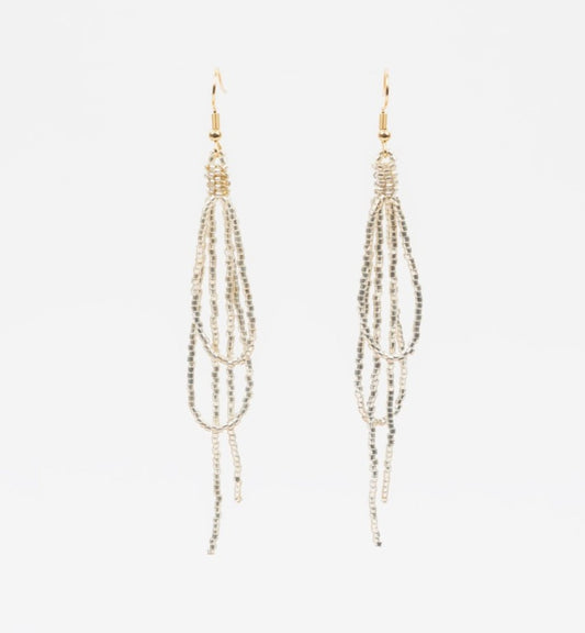 Silver Beaded Looping Earrings